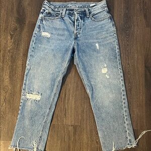 Old Navy Light Blue Distressed Straight Leg Jeans
